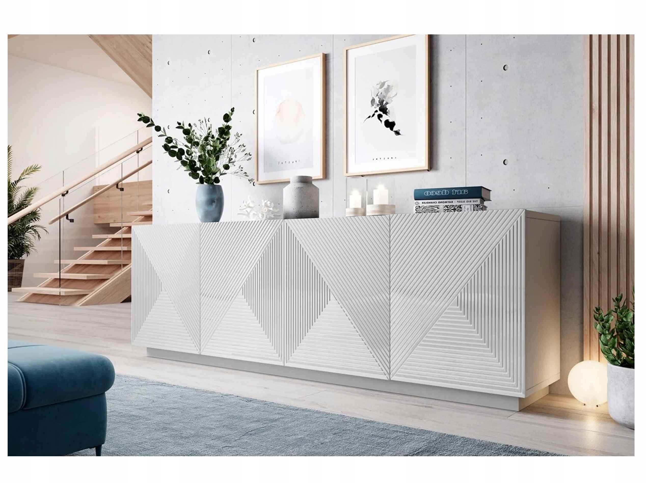 Komoda do obývačky - Kúzačka 200 cm bielych polys veľkých elegantných asha
