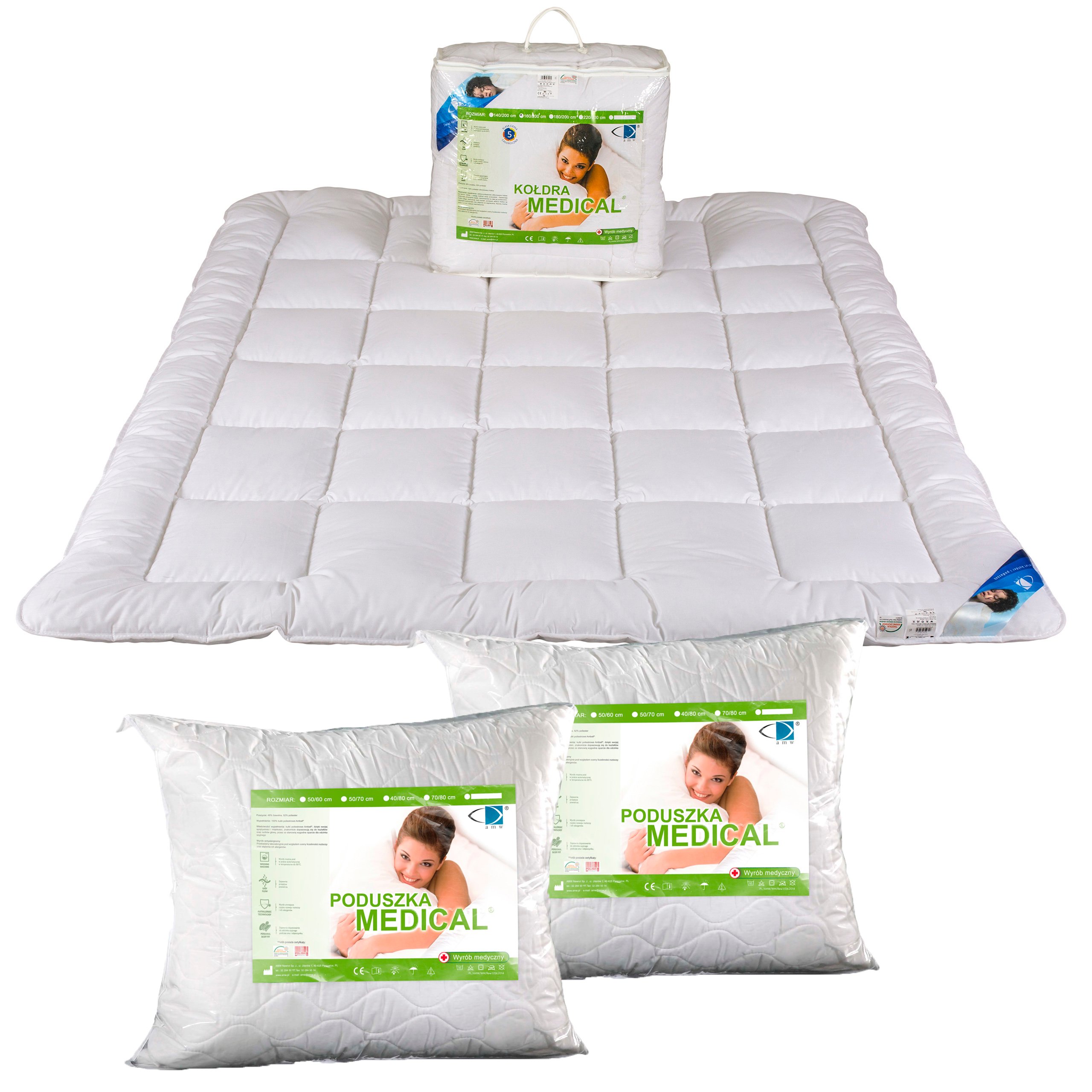 Prikrývka na spanie - Medical 160x200 + 2 vankúše 70x80 AMW