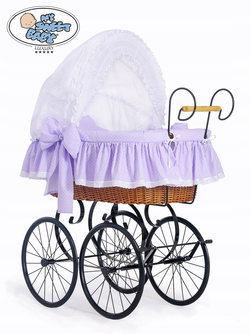 Prútený košík pre bábätká - Kôš Mojžiša retro Christine - Natural + White-