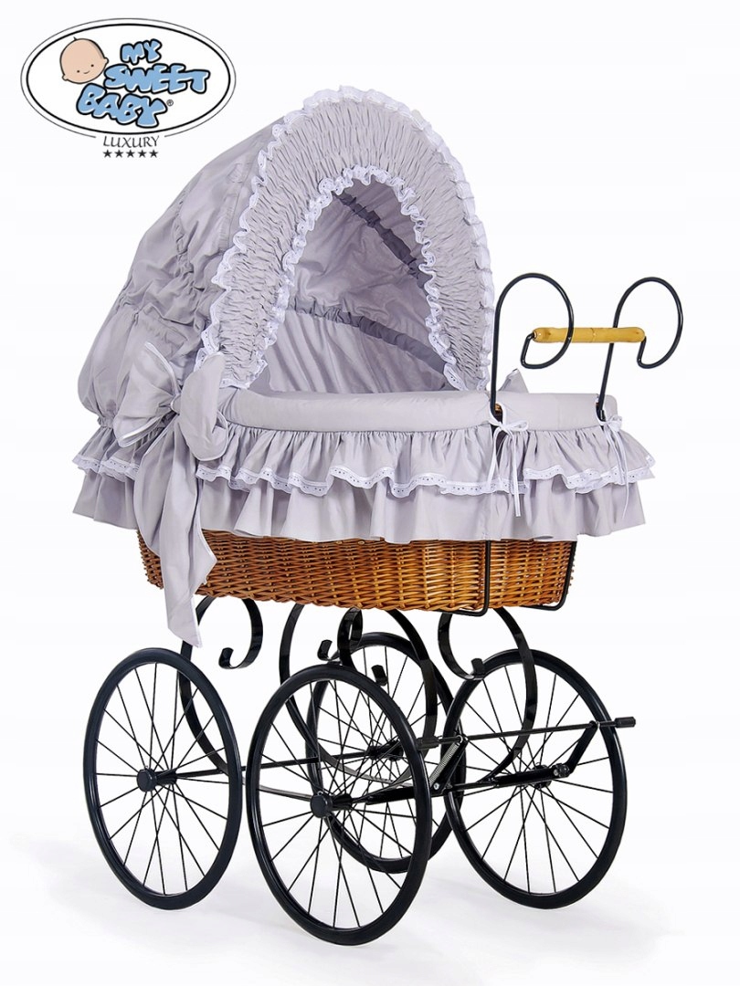 Prútený košík pre bábätká - Kôš Mojžiša Retro Victoria - Natural + Grey P