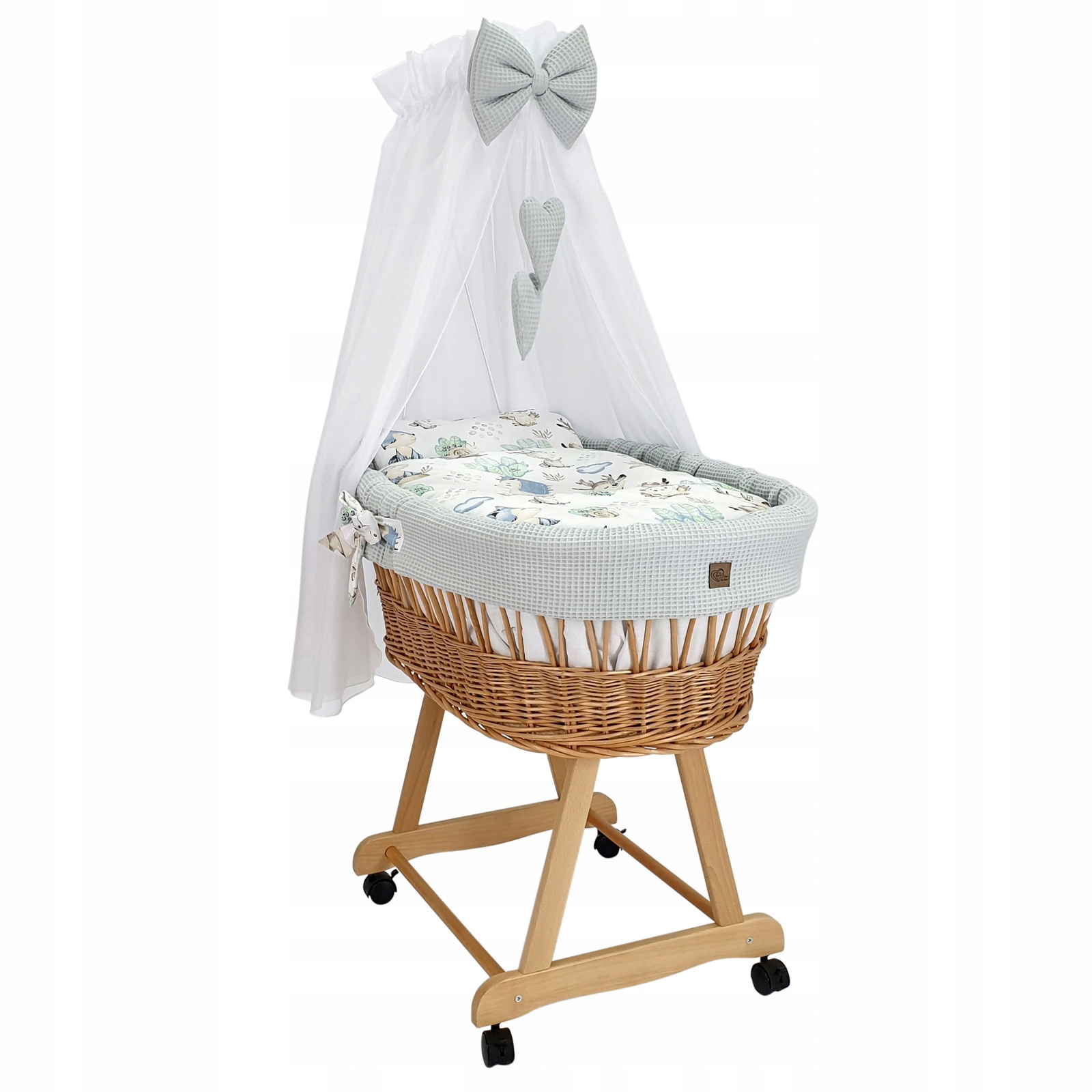 Prútený košík pre bábätká - Milano matrac 4 kids vrecko s kokosom 80x160