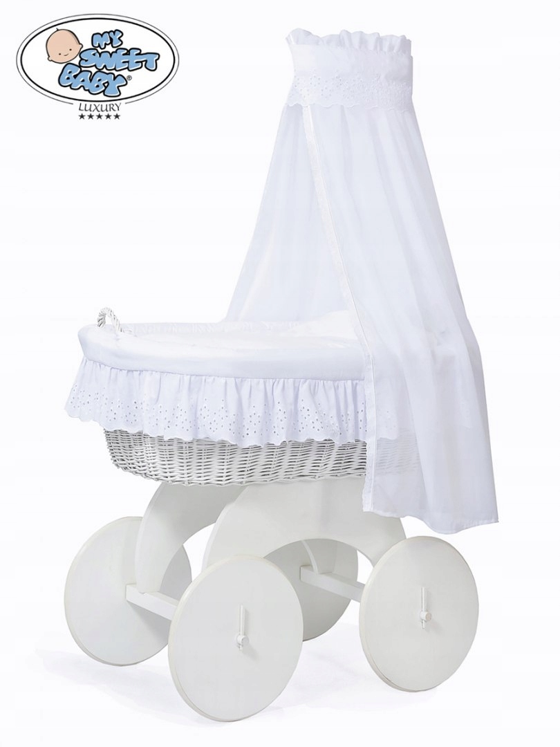 Prútený košík pre bábätká - Mojžišský kôš s vrchlíkom Sophia White + White P