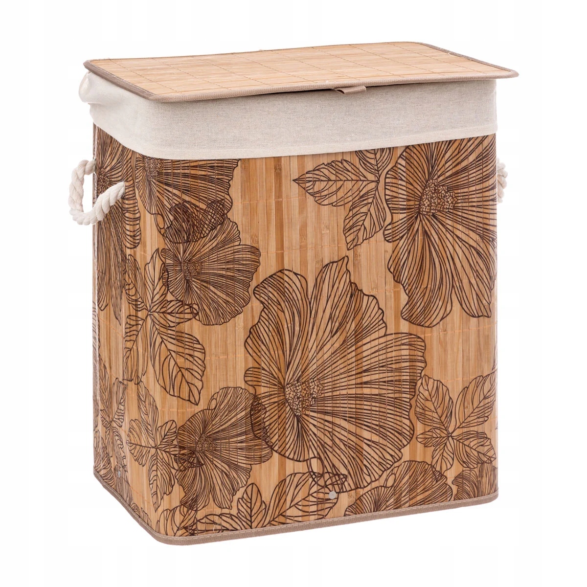 Kôš na bielizeň - Blackflora Bamboo Basket na umývanie v kvetoch 60 l