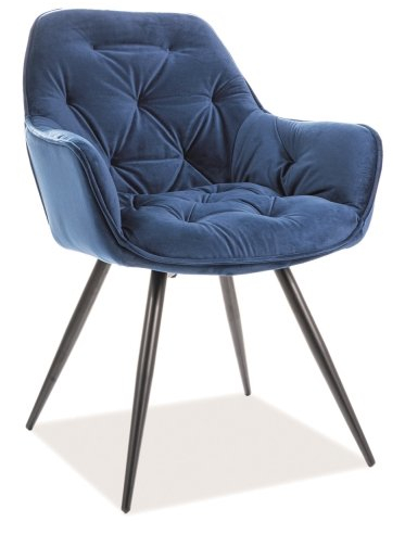 Kuchynská, jedálenská stolička - Čerešňa Velvet Navy Blue Velvet čalúnená stolička
