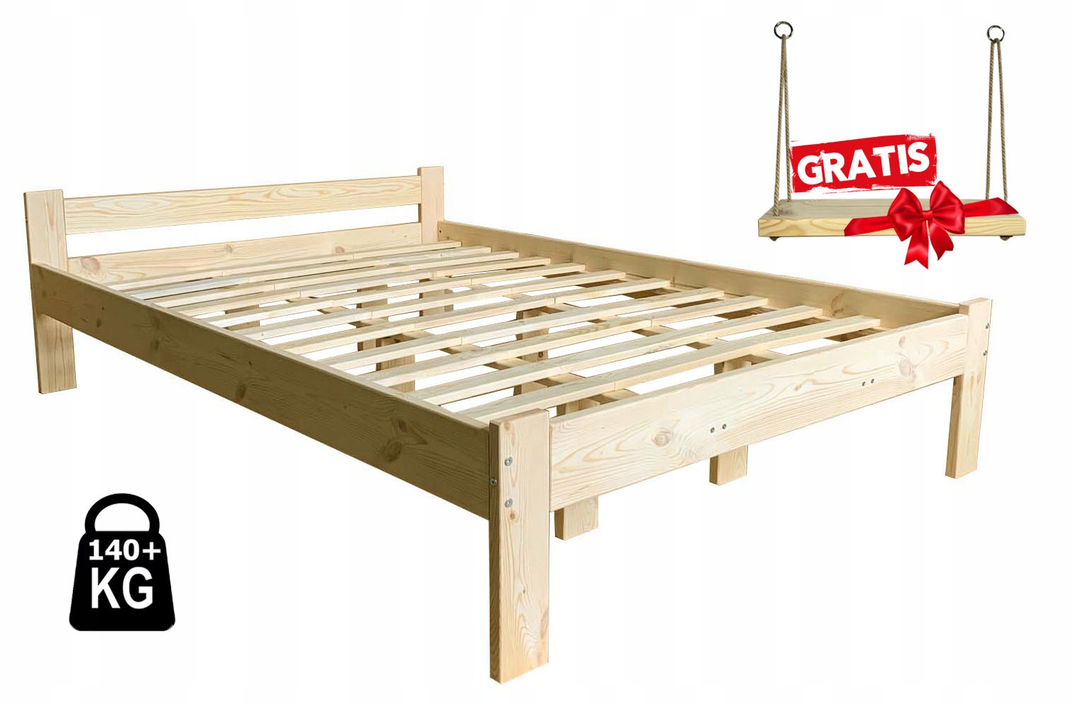 Posteľ do spálne - Posteľ 140x200 Drevená borovica, zosilnený rám