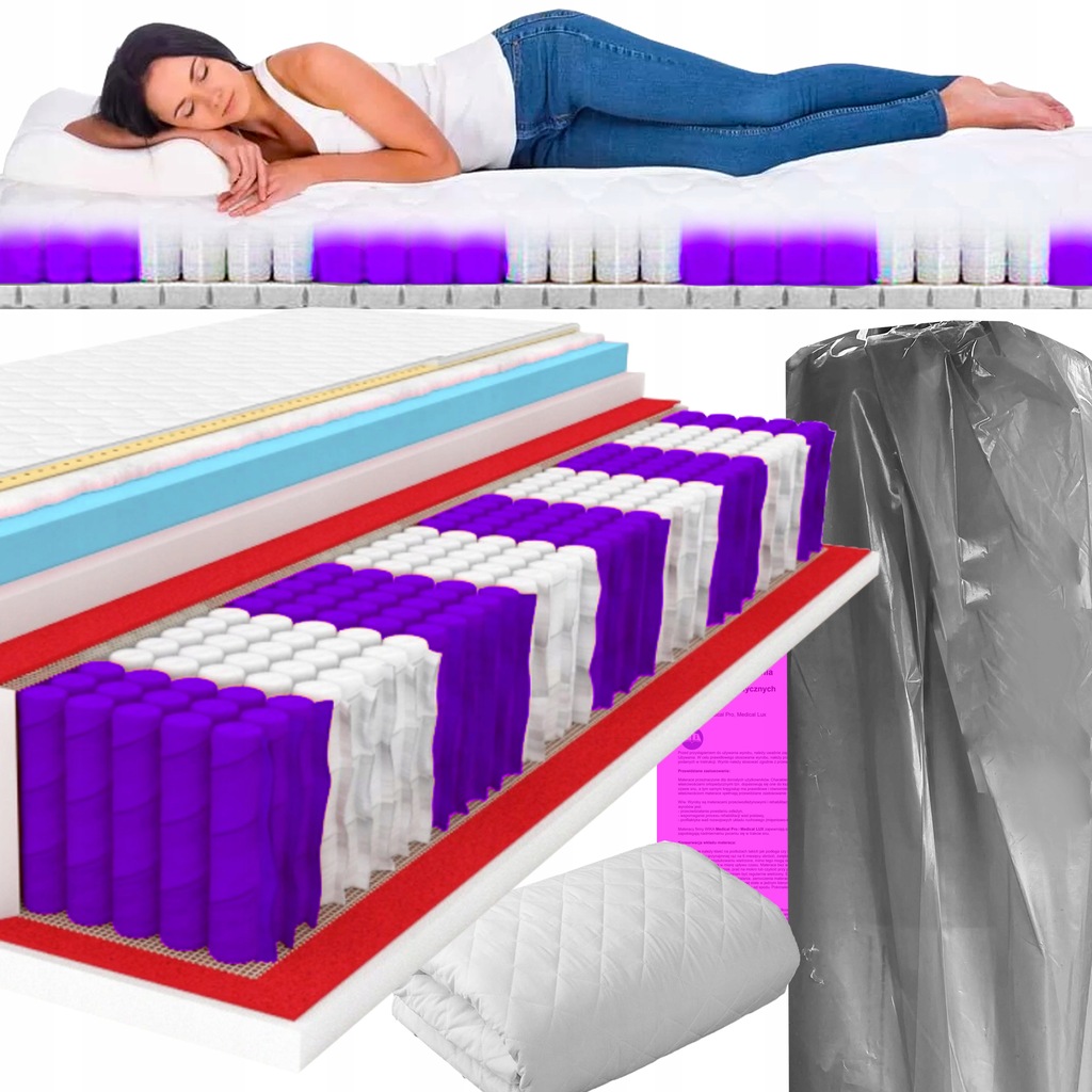 Matrac na posteľ - Matrac 90x200 vrecko 9stref kokosový latex sirus