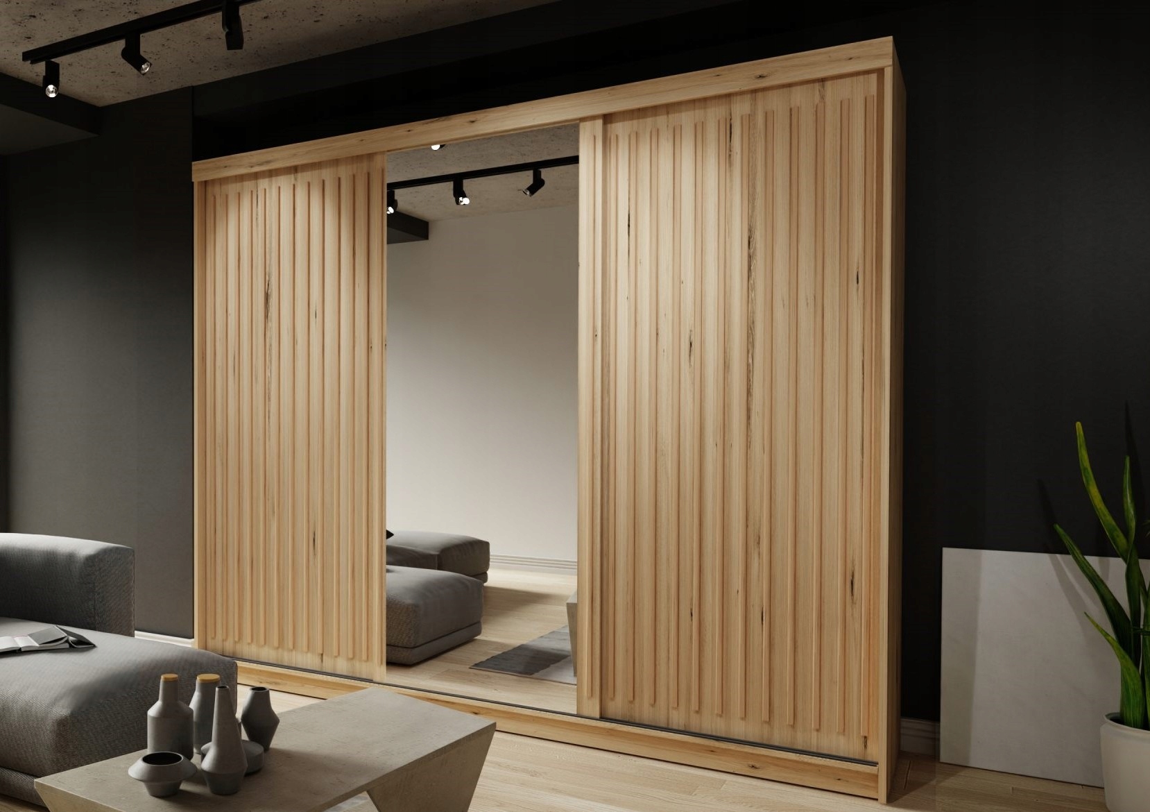 Šatníková skriňa do študenskej izby - Módny šatník s lamelou Ginger 250x62x216 Votan