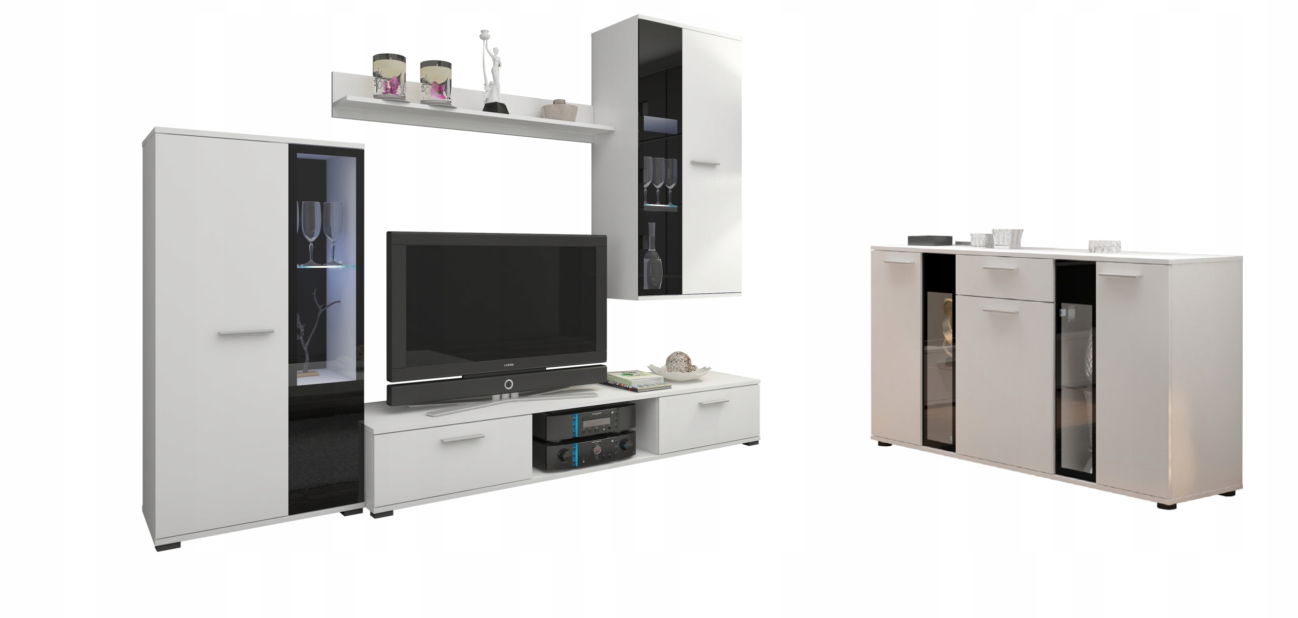Obývacia stena - Sonia Wall Unit + Biela komoda Výber farby