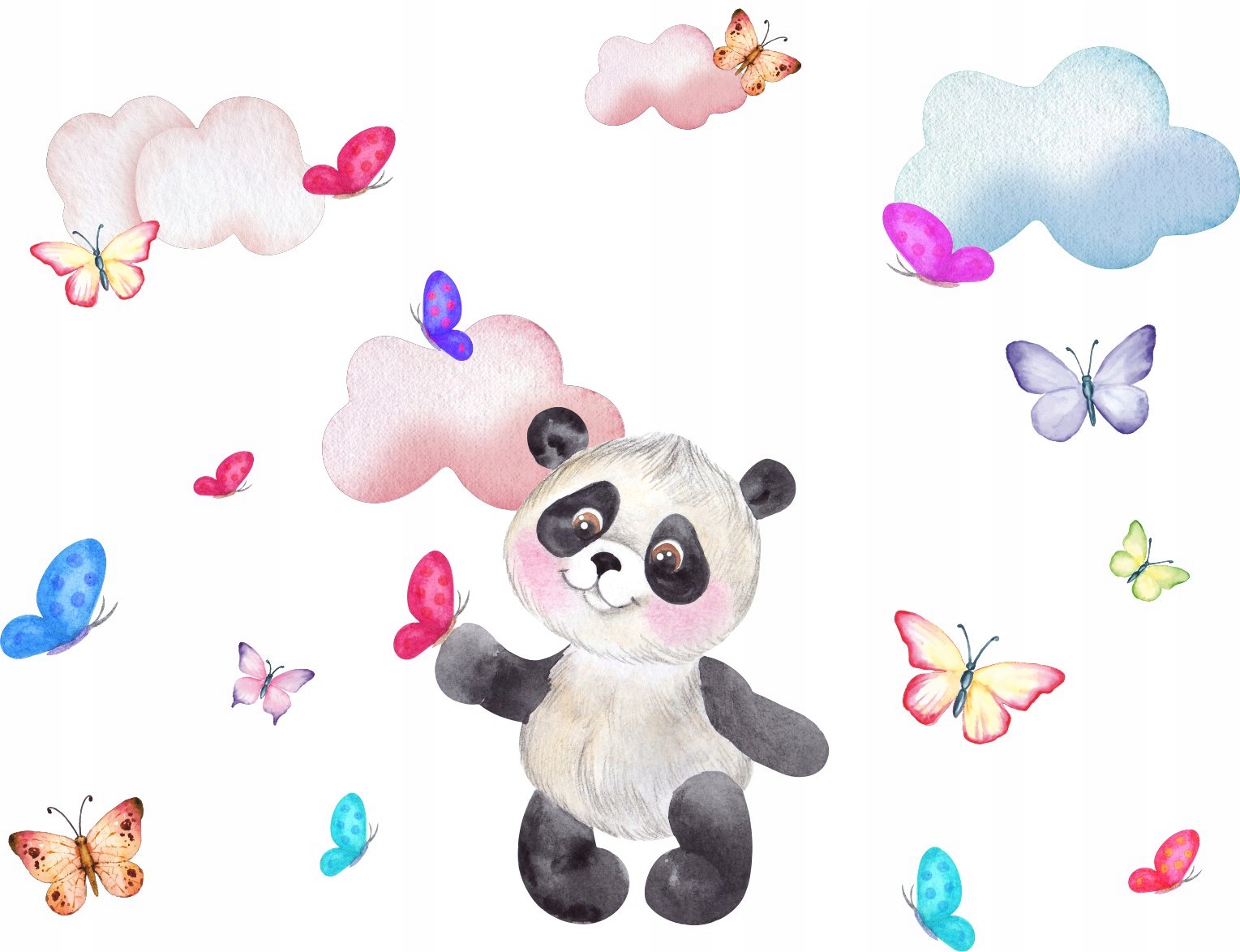 Destké samolepky - Panda motýľové nálepky pre deti