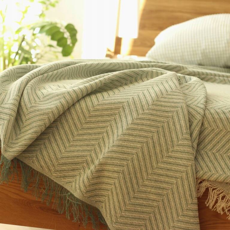Prikrývka, prehozy na posteľ - Bavlnená posteľná bielizeň 230x260 zelená veľká šalvia