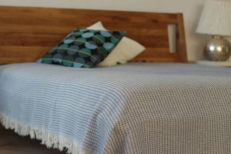 Prikrývka, prehozy na posteľ - Bavlnená posteľná posteľná karta 230x260 NAVY MODRÉ