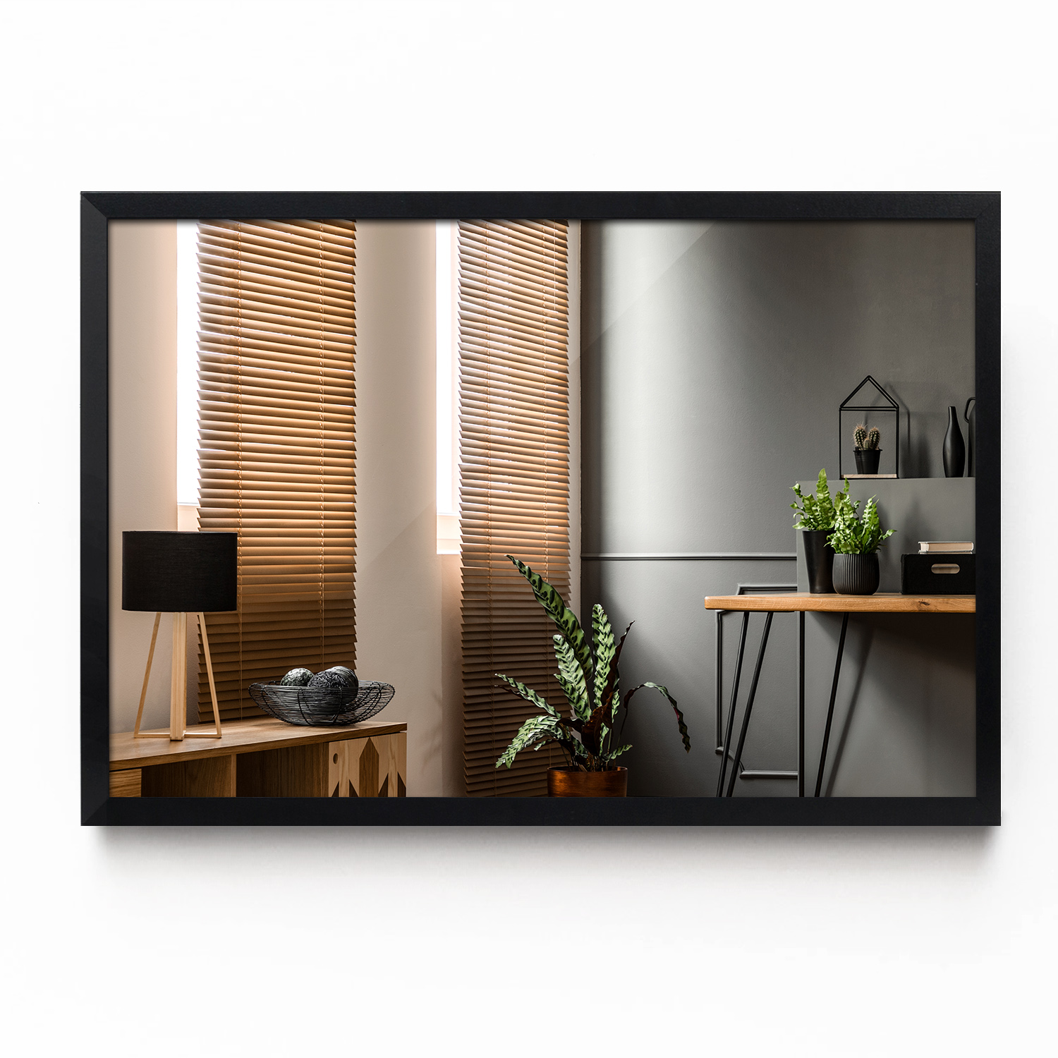 Zrkadlo do predsiene - Moderné nástenné zrkadlo čierny rám 70x50 cm