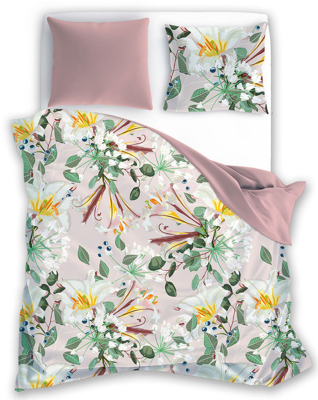 Kompletný set posteľných obliečok - Bavlnená obliečka 160x200 Moderné módne kvety