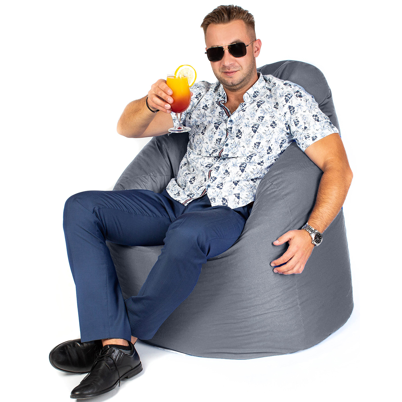 Sedací vak do detskej izby - Elegantná pouf na drevených nohách Malmo Pepitka