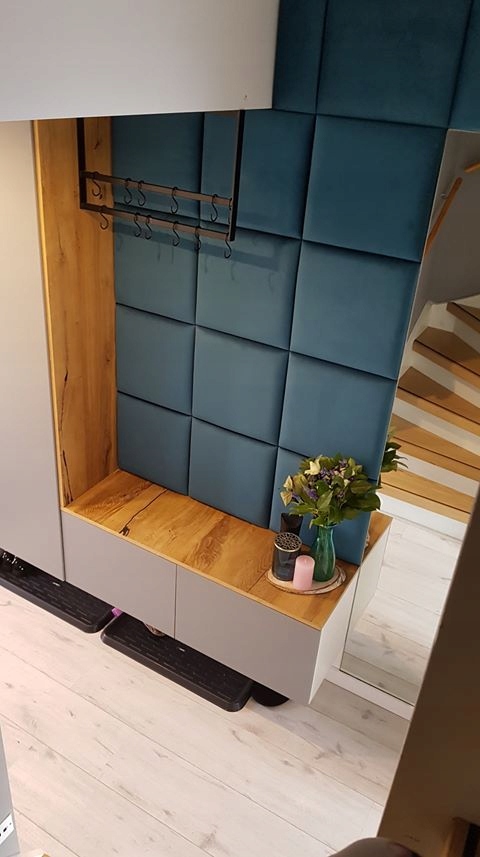 Panel za posteľ - Čalúnené panely 40x40 cm na stene sedadla