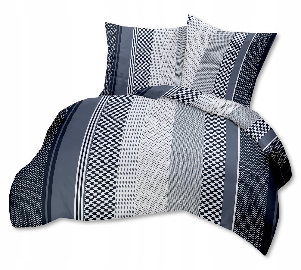 Kompletný set posteľných obliečok - Posteľná bielizeň 160x200cm 2x70x80 100% bavlnené grafy pruhy