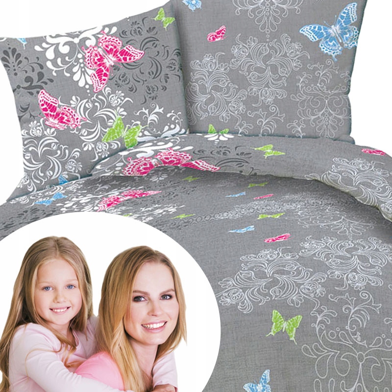 Kompletný set posteľných obliečok - Posteľná bielizeň s motýľmi bavlnená kôra 160x200 cm