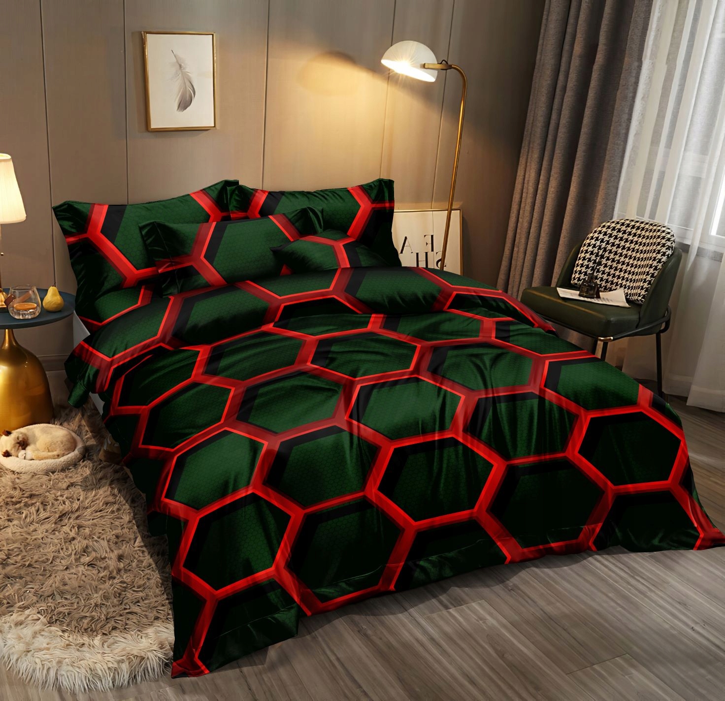 Kompletný set posteľných obliečok - Medový rámec III 3D bavlnená podstielka 3cz 160x200