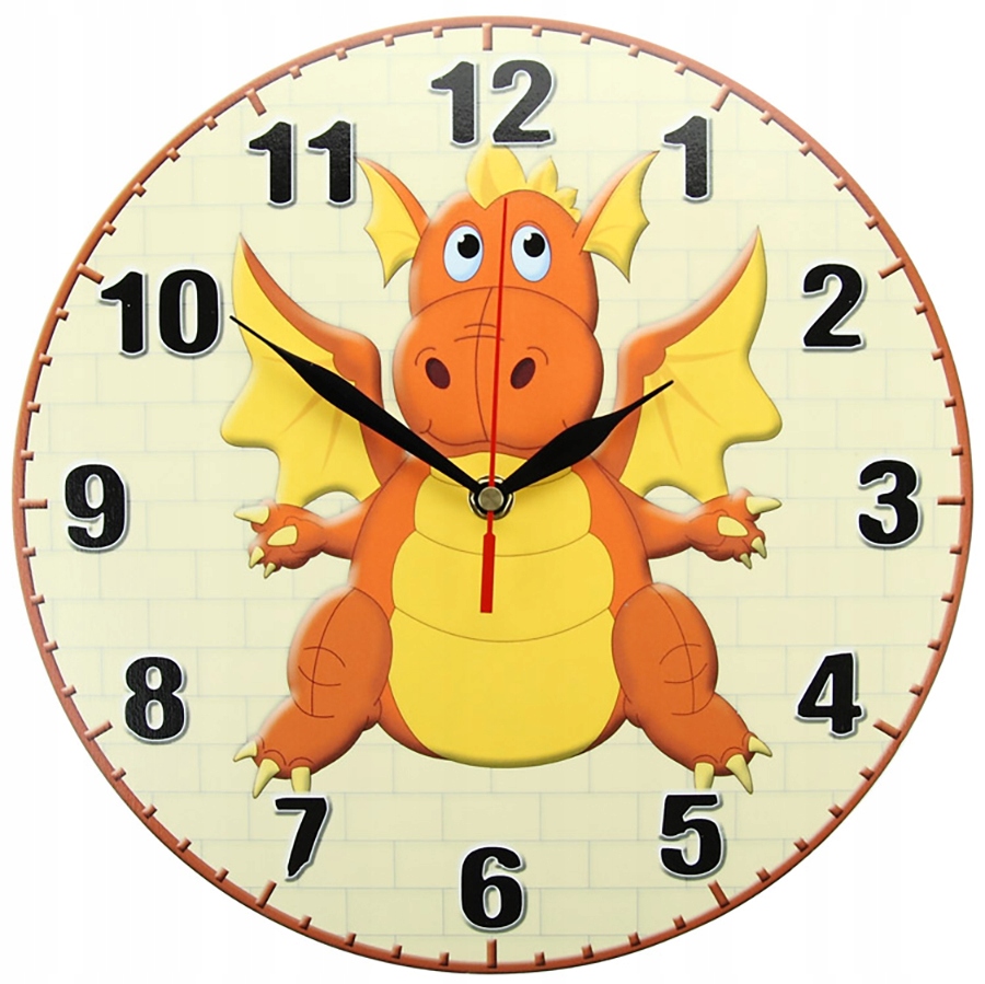 Detské hodiny do izby - Dragon Wall Clock tichý mechanizmus O-826 POM