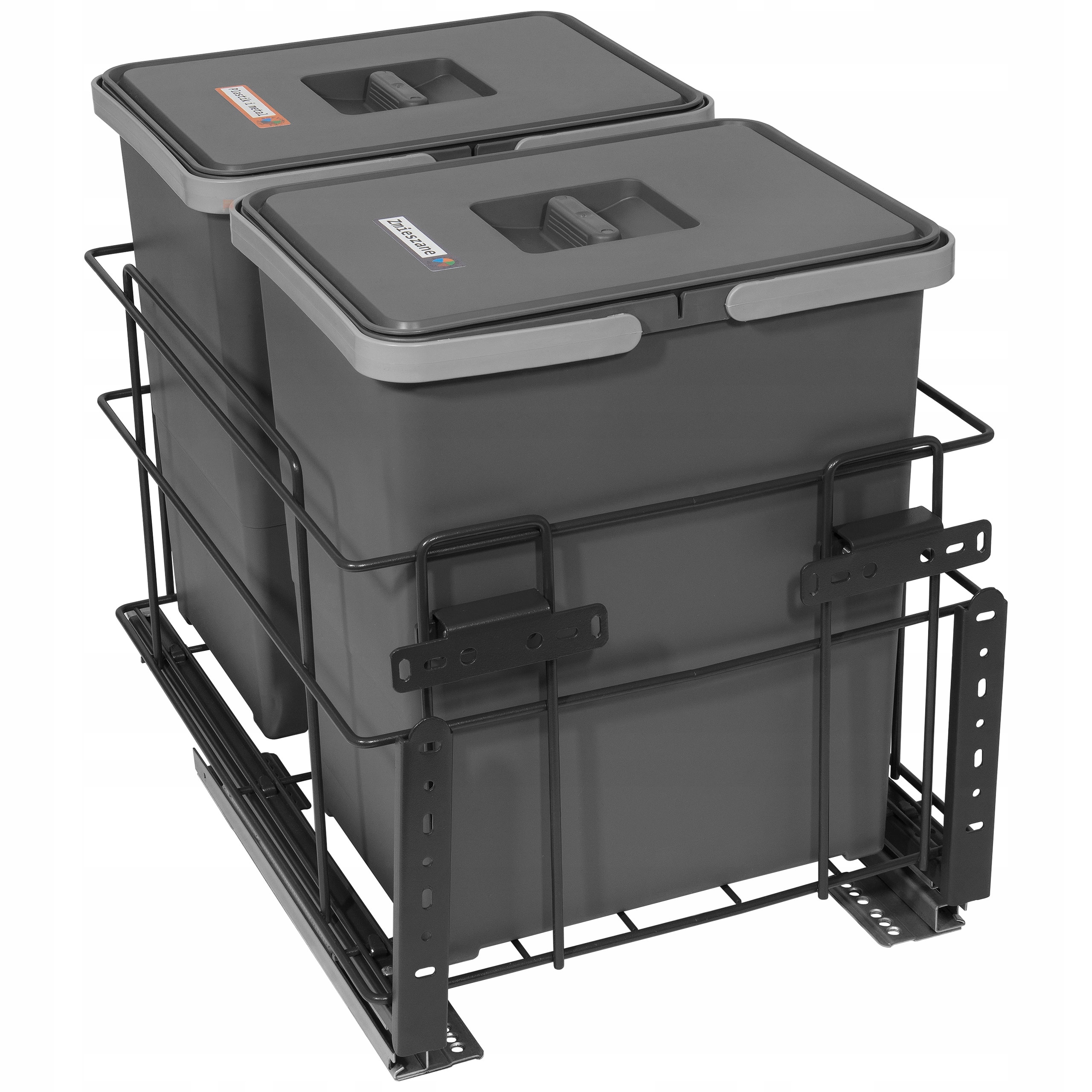 Kôš na triedenie odpadu - Sorter štvorcový Stope 2x18L pre skrinku 40