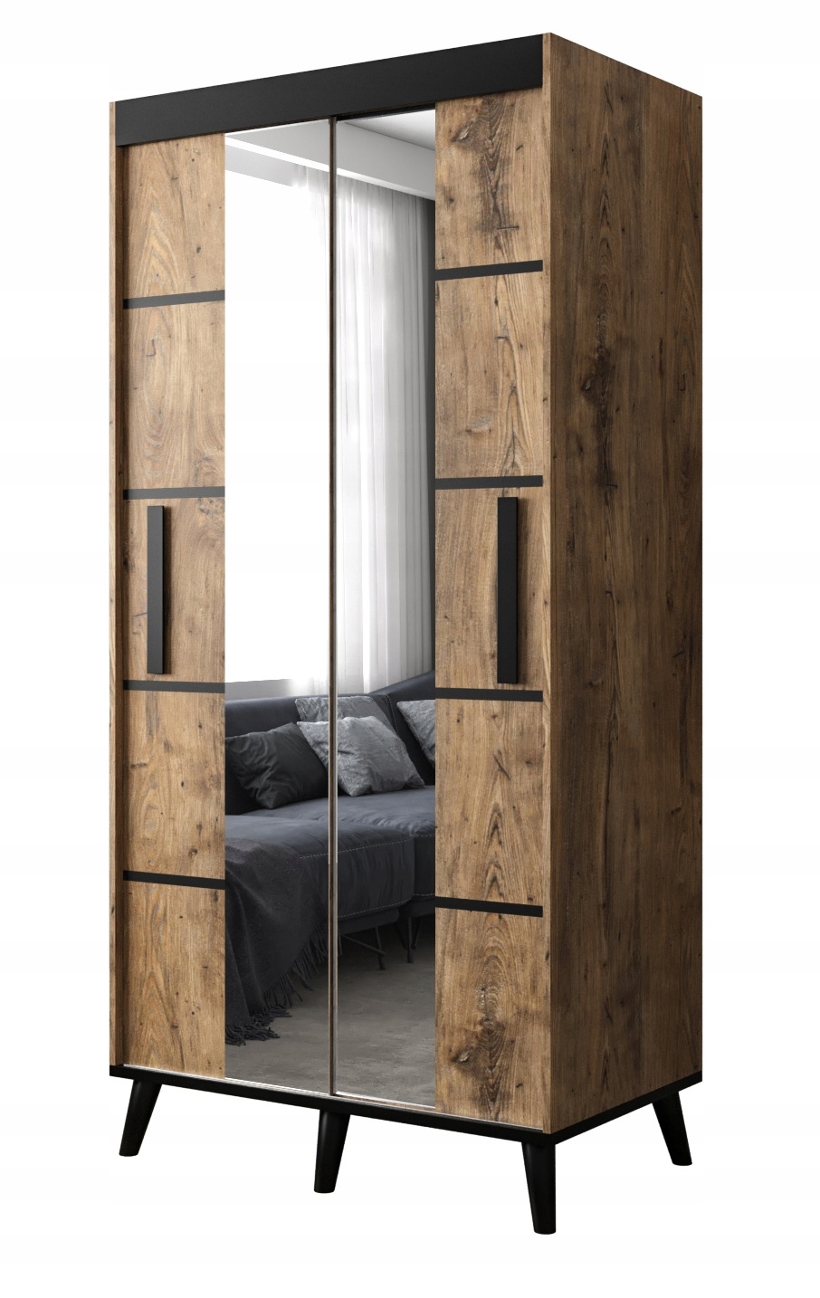 Šatníková skriňa do študenskej izby - Šatník galicja v4 100 cm so zrkadlom pre rebbový salón