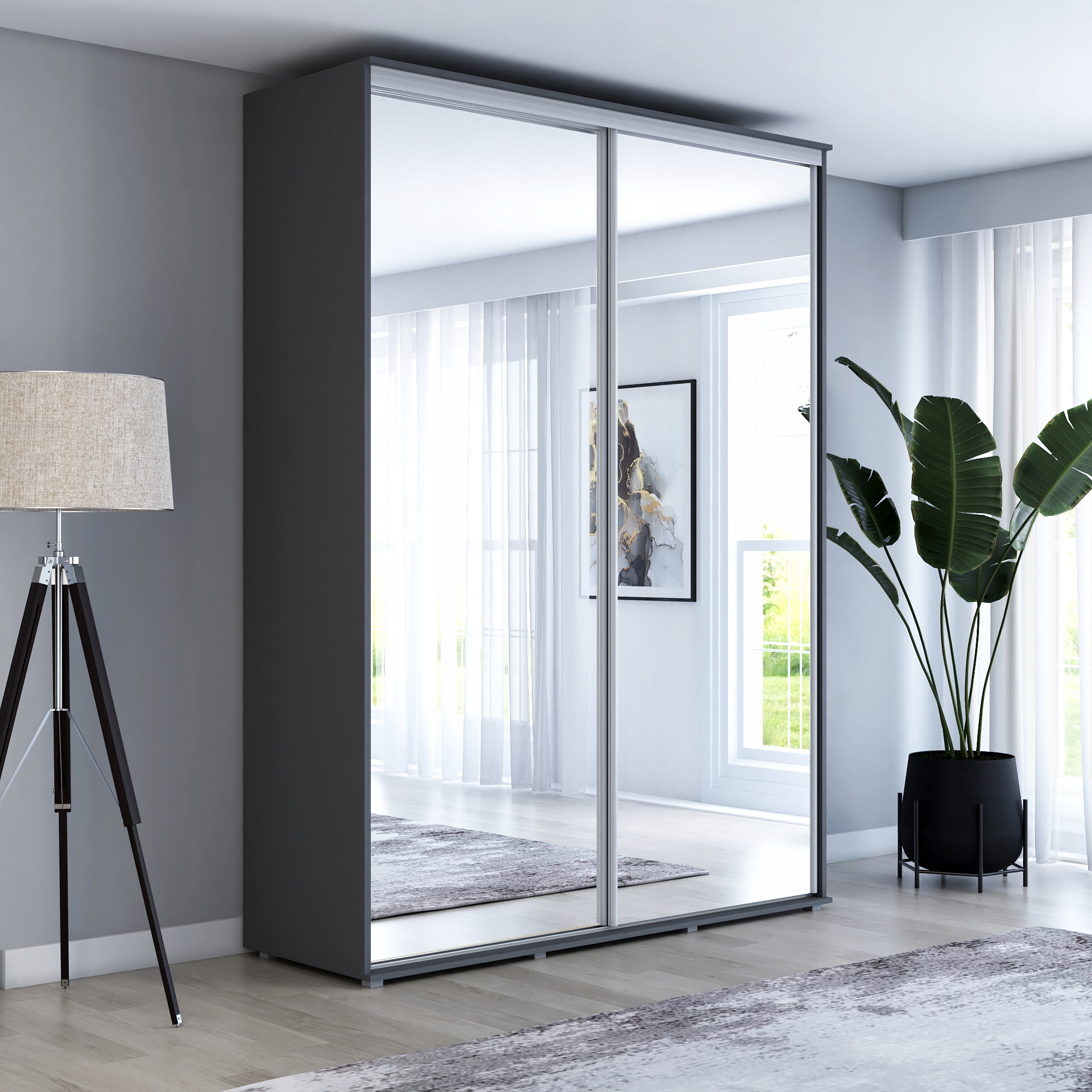 Šatníková skriňa do študenskej izby - Maja Warma Maje 2 Slip 130x242 Vysoký antracit