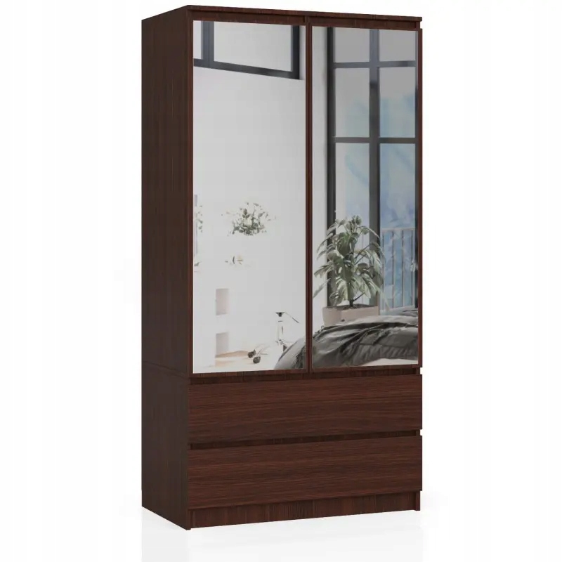 Šatníková skriňa do študenskej izby - Wenge 90 cm spálňa šatníka so zrkadlom 4 políc