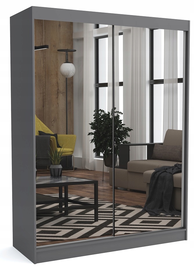 Šatníková skriňa do študenskej izby - Šatník Dave Wardrobe 160 cm antracitové zrkadlo