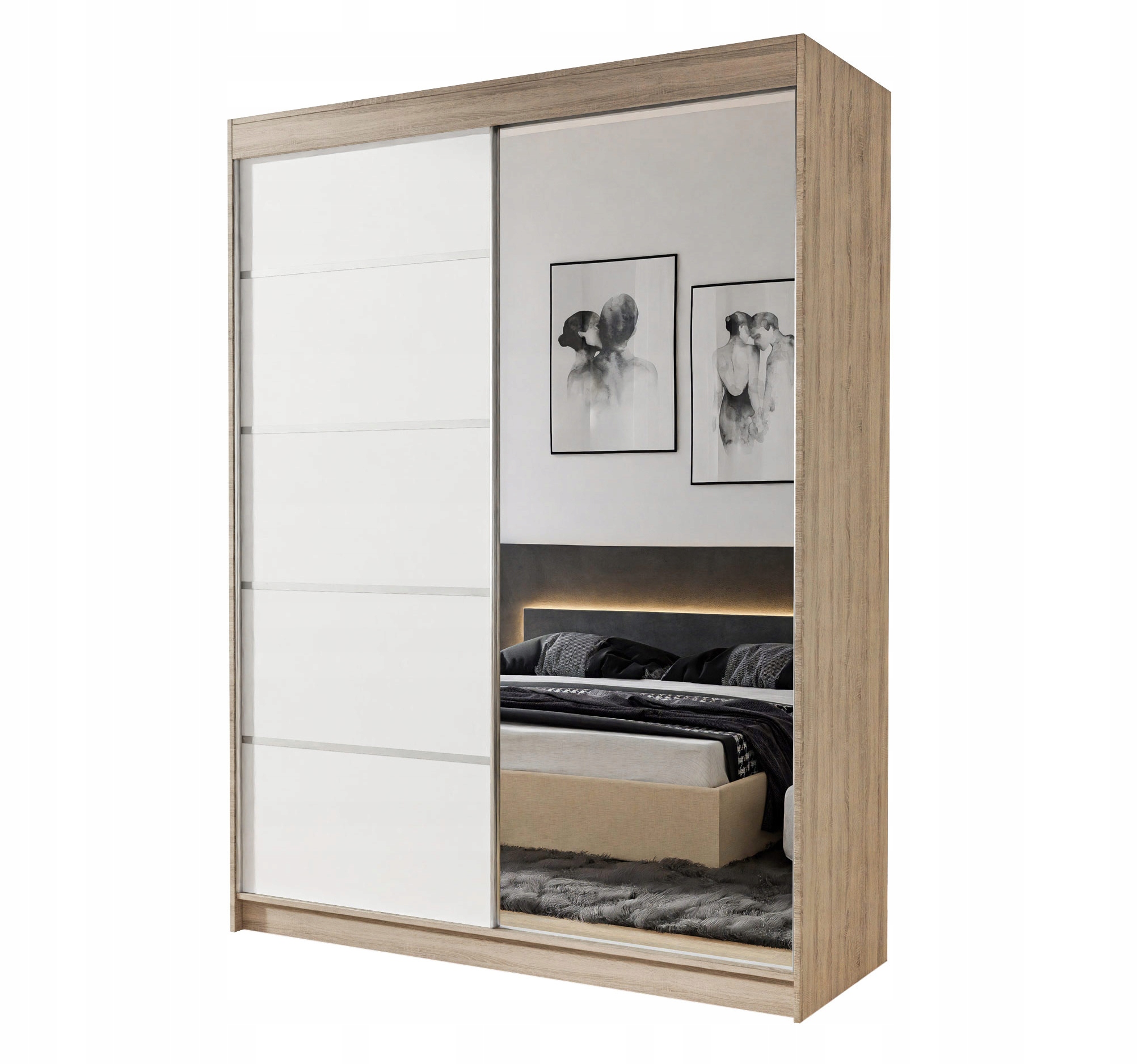 Šatníková skriňa do študenskej izby - Šatník so zrkadlom 180 cm - 180x215x58
