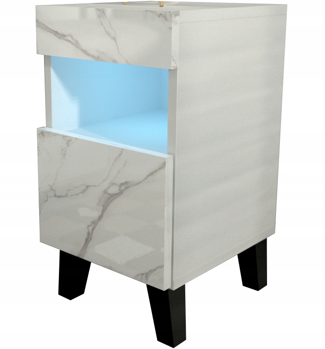 Nočný stolík - Nočný stolík stolný stôl na nohách mramor 30 cm LED