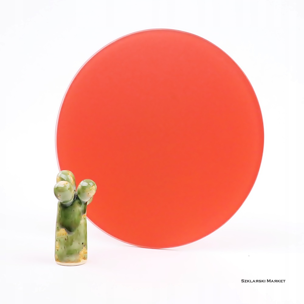 Matné okrúhle oranžové sklo, koleso - FI 60 cm