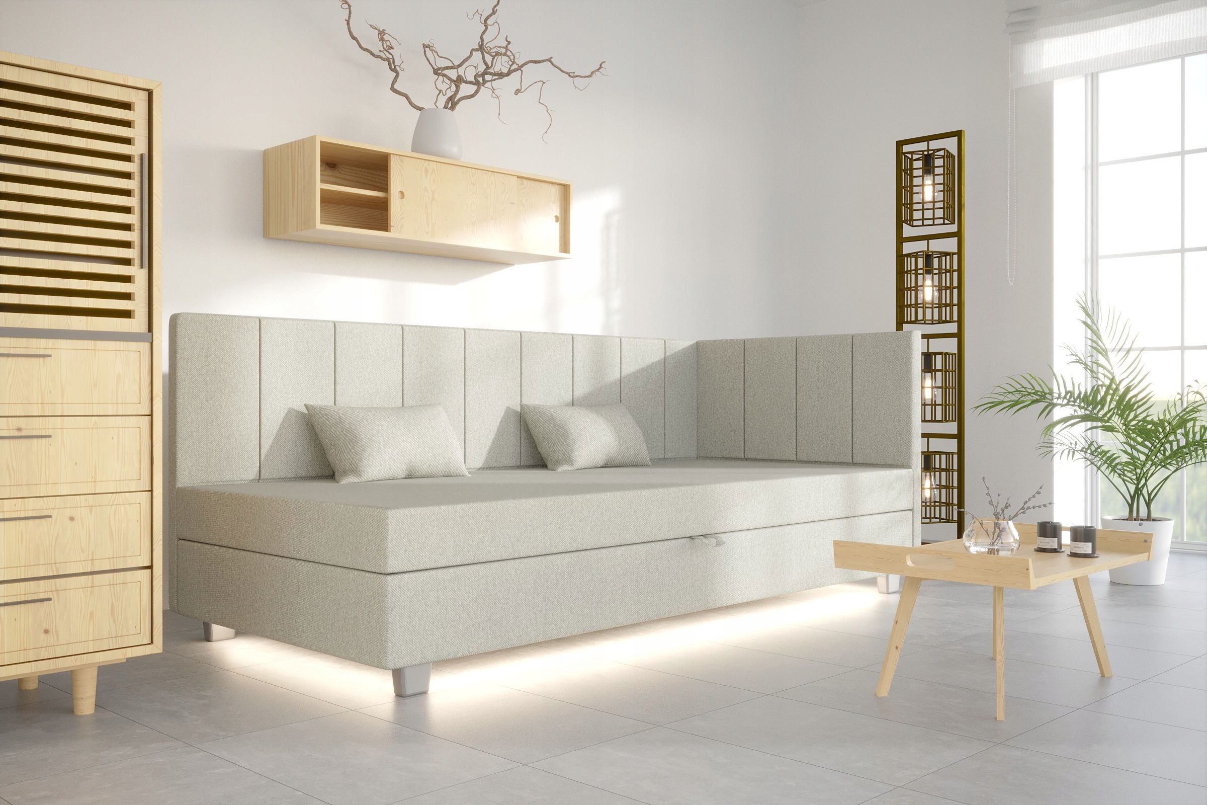 Posteľ do spálne - Gauč Bed Pad Papczan Paula LED 110 cm+vankúše