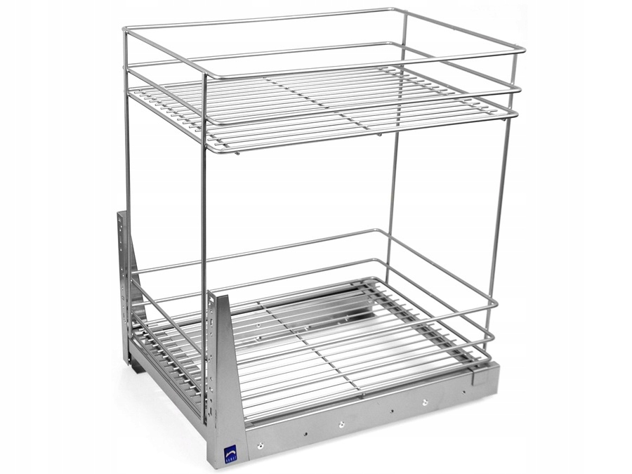 VÝSUVNÝ KOŠÍK DO SKRINKY 60 CM STRIEBORNÝ 2 ÚROVNE TLMNÉ ZATVÁRANIE NOMET