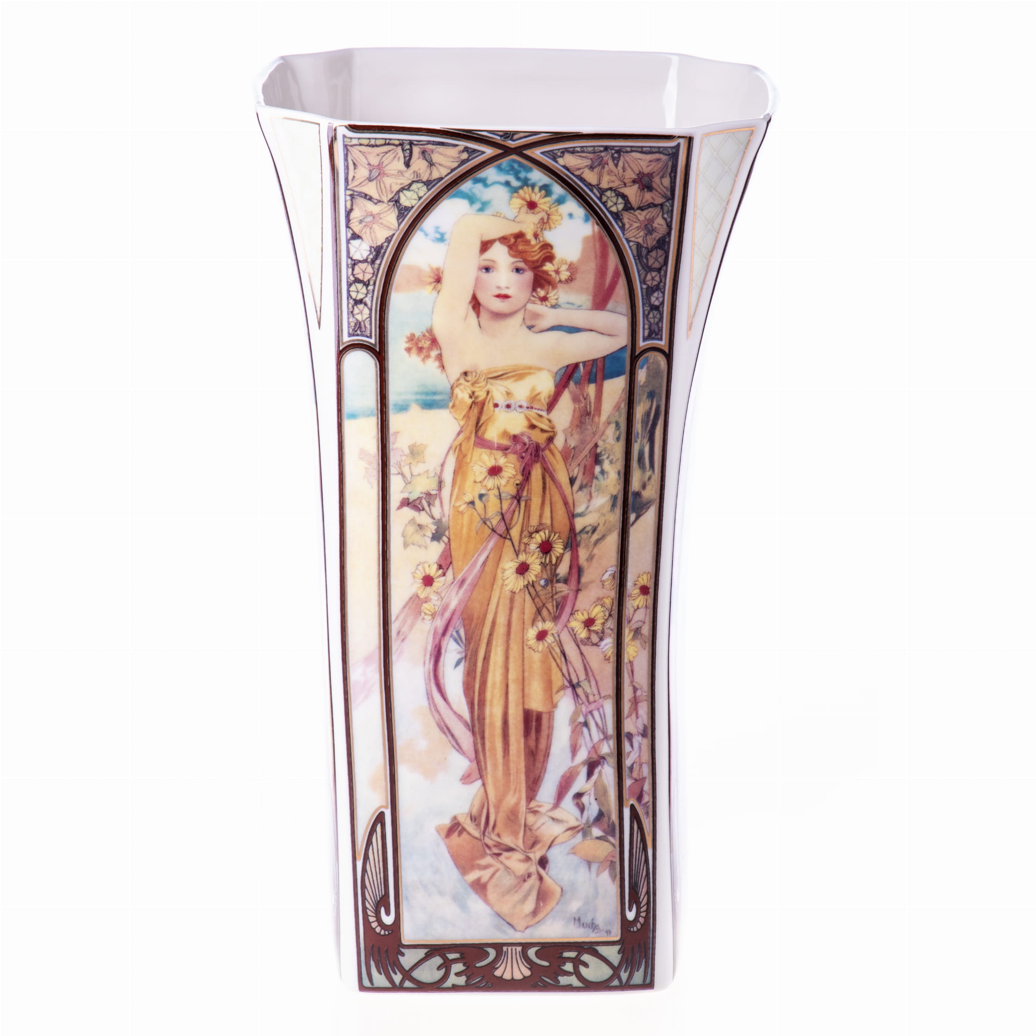 Art nouveau keramická váza so vzorom maľby
