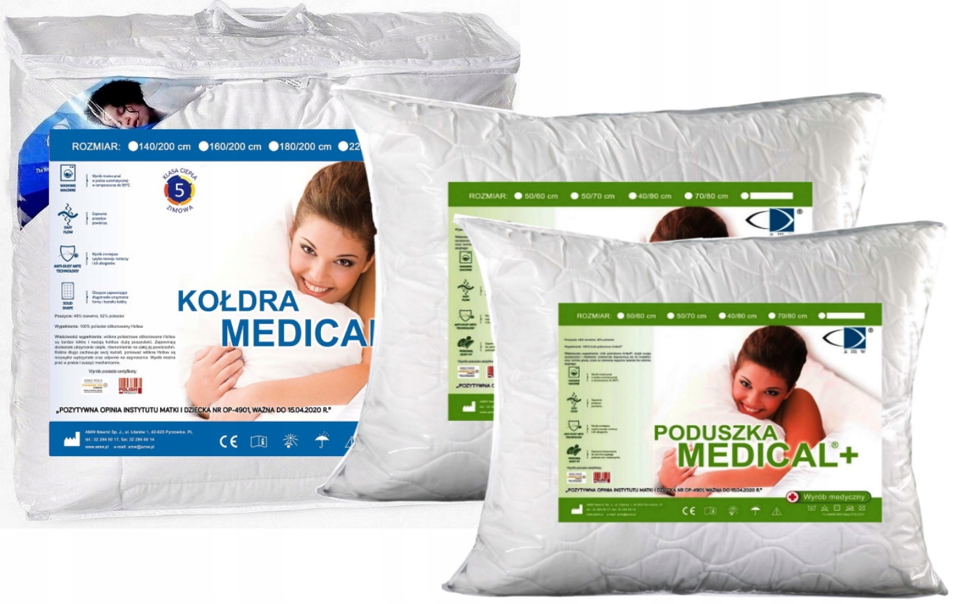 Prikrývka na spanie - Zimné prikrývky Medical Duo 160/200+2x70/80 AMW 95*C