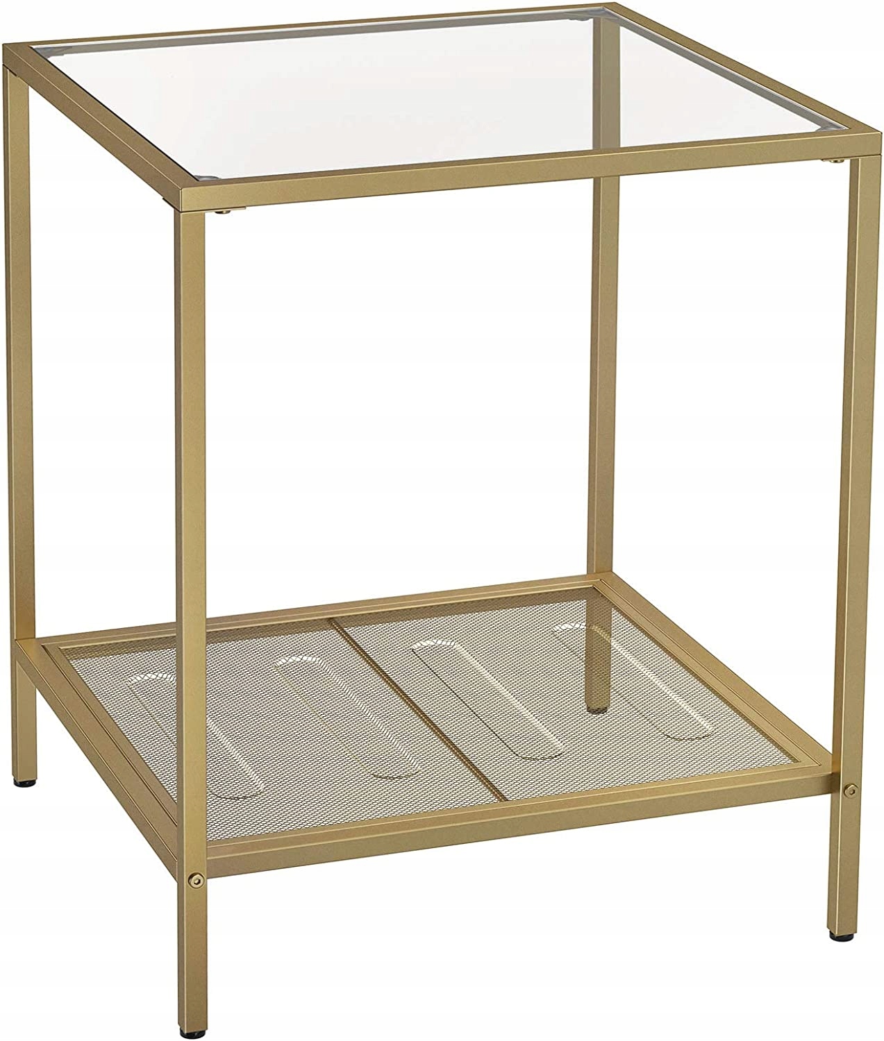 Nočný stolík - Zlaté kovové stolové sklo top deco pôvab