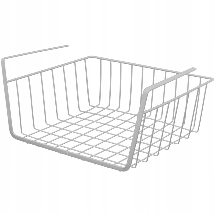 Závesný košík pod poličku, kovový organizér, košík 30 cm, BIELY
