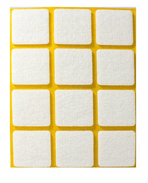 Podložky pod nožičky nábytku - Sada 10 kusov biele plsné podložky 28x28