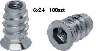 Matica závrtná s límcom - 100x MUFA M6X24 Twinwint Drevené drevo