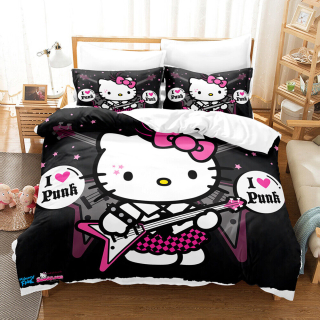 Kompletný set posteľných obliečok - 160x200cm Hello Kitty Bedding Shota vankúša0