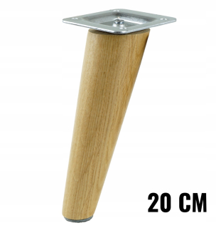 Nábytkové nožičky - 1x šikmé dubové nohy labky s plechom 20 cm