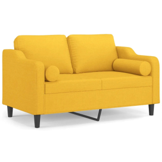 Detská pohovka, gauč - 2-osobná pohovka s vankúšmi, žltá, 120 cm, tkaniny