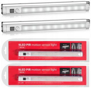 Osvetlenie nábytku - 2x podsadná lampa 9 snímač pohybu PIR LED
