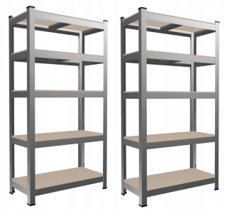 Regál policový - 2x kovový skladový stojan Galvanizovaná garáž 180x30x90