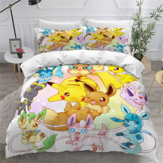 Kompletný set posteľných obliečok - 3D sada podstielky mikrovlákna 160x200 Pokémon