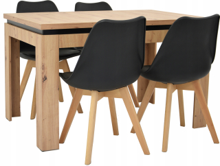 Stôl so stoličkami do obývačky - 4 Škandinávske stoličky s vankúšovým stolom 80x120/160