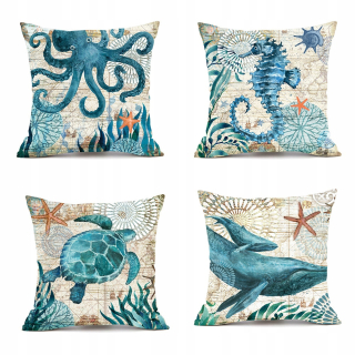 Obliečka na vankúš - 4 ks vankúš 45x45cm morský život