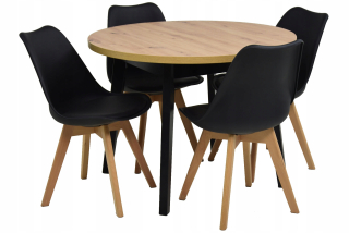 Stôl so stoličkami do obývačky - 4 Škandinávske stoličky a tabuľka 100/130 cm Artsian