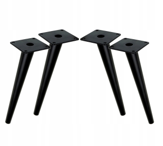 Nábytkové nožičky - 4 x Oceľový šikmý kužeľ 23 cm čierny plech