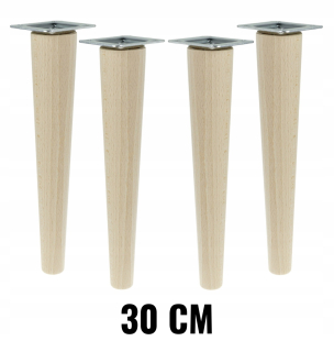 Nábytkové nožičky - 4 x bukové stopy surové 30 cm kužeľa s plachtami
